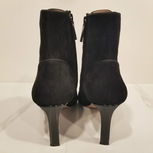 AD & Daughters Black Suede Lace Up Zip Ankle Boots Pointed Toe Heels Womens - Picture 3 of 11